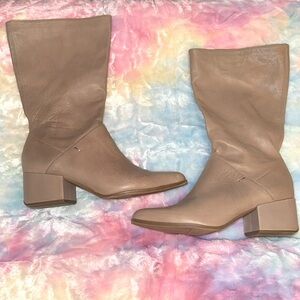 Franco Sarto Jaxine Smokey Taupe Leather Mid Boots